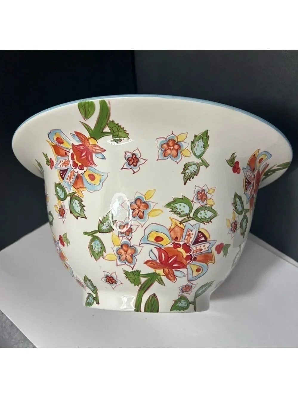 Pottery Barn Sausalito Paisley Serving Bowl Huge 14” Round 7” High Ceramic